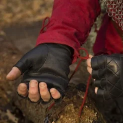 Epic Armoury Fingerlose Lederhandschuhe, Schwarz -pagan NiedrigerPreis fingerlose lederhandschuhe schwarz 3