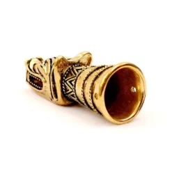 Trinkhorn Dekoration Mit Wolfskopf, Messing -pagan NiedrigerPreis trinkhorn dekoration mit wolfskopf messing 2